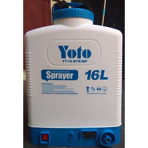 Yoto Sprayer Elektrik Mesin Semprot Hama Pertanian Desinfektan Baterai Aki Cas 16liter