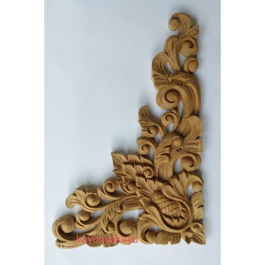 Ukiran sudut/ ceplok besar tempel kayu jati/ wood carving