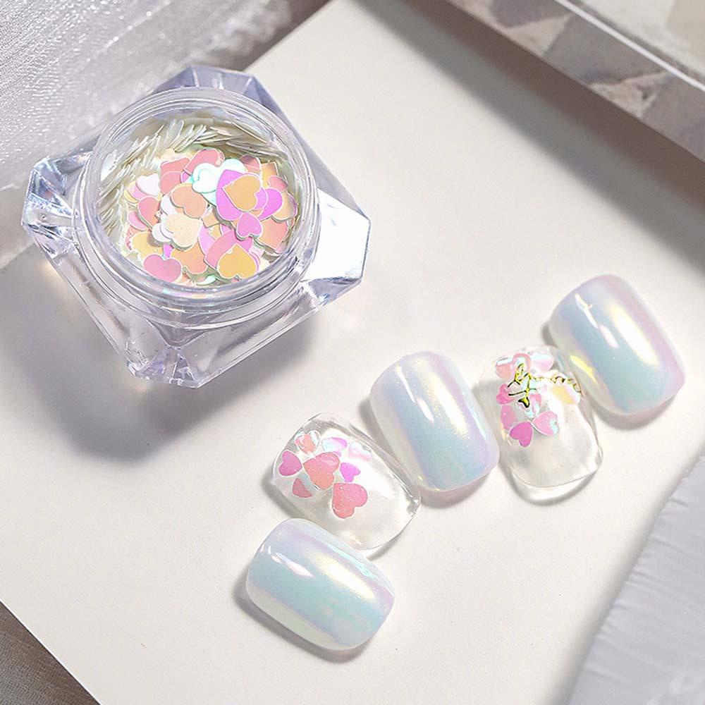 AUGUSTINA Agustina Nail Art Love Payet Ukuran Campur Glitter Aurora Flakes Aksesoris Manicure