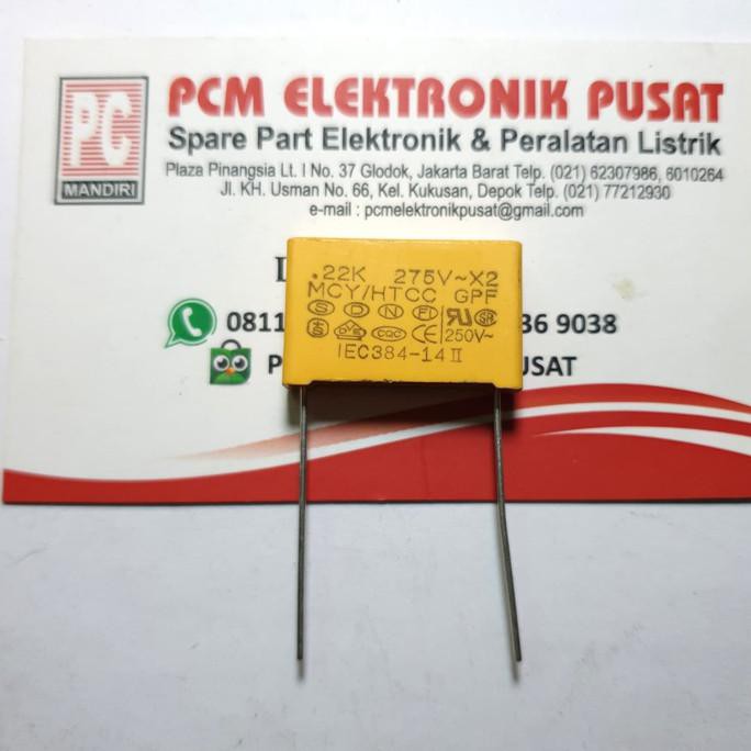 Capasitor Kapasitor Mkp Mkt 220 Nf 275V 224 275V 0,22Uf 275V Pcmel29 Murah