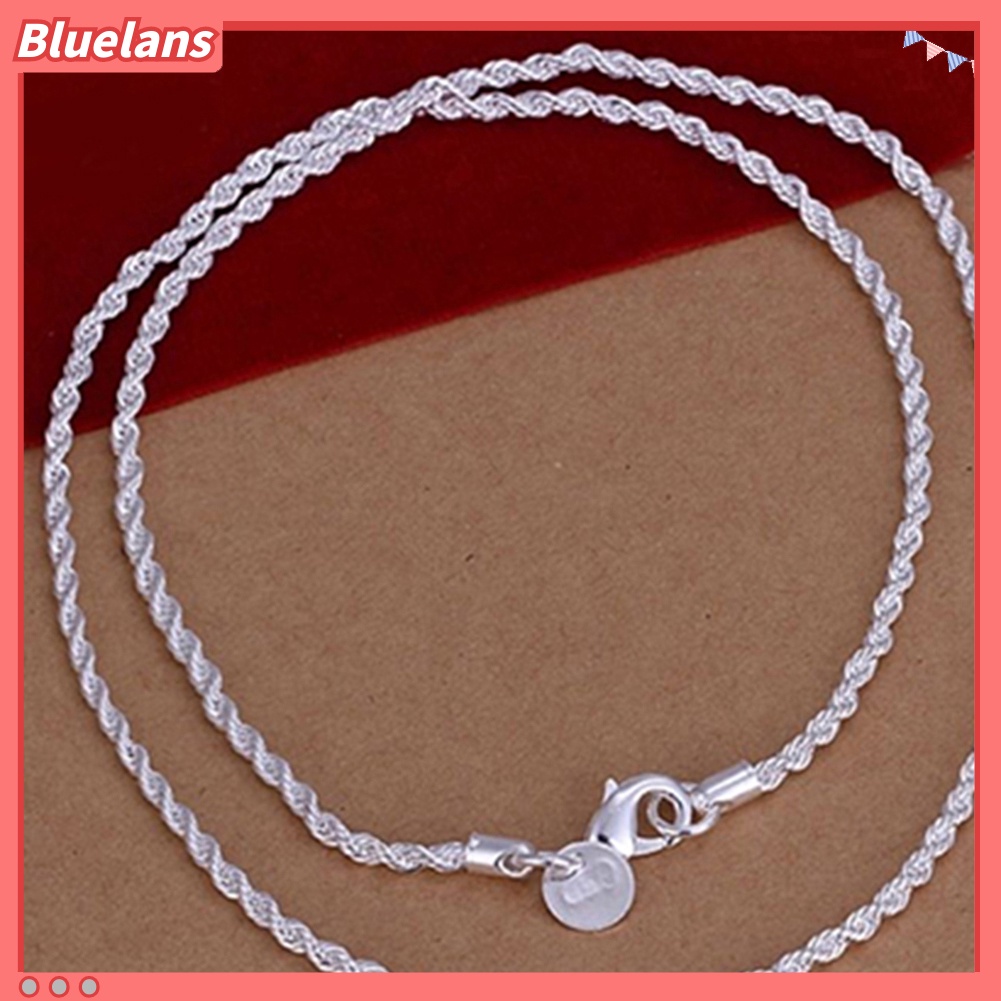 Bluelans 16/18/20/22/24 inch Women Silver Plated 2mm Twisted Necklace Chain No Pendant