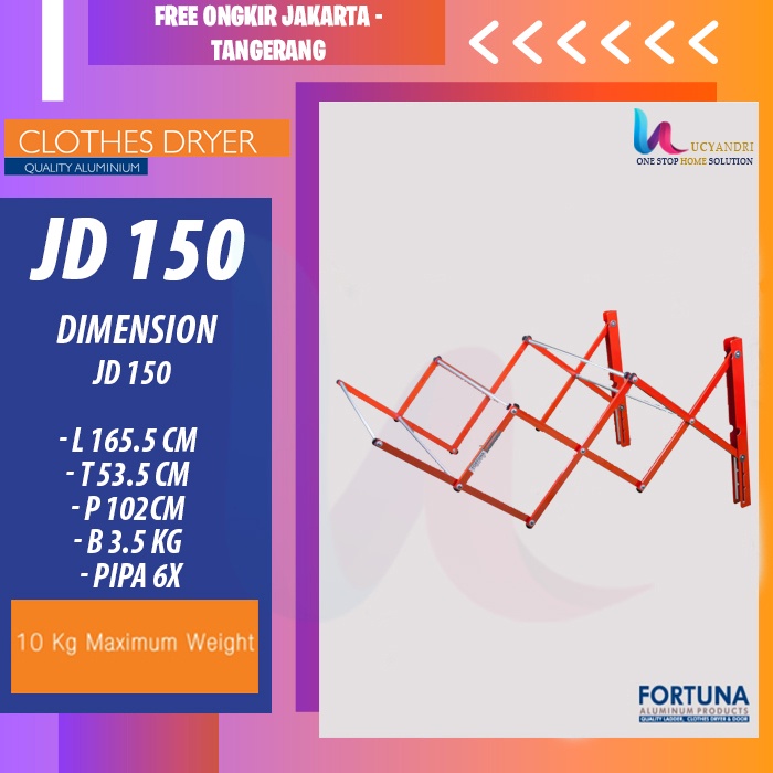 Jemuran Dinding Jemuran Handuk Fortuna - 150 Cm, Biru FREE ONGKIR