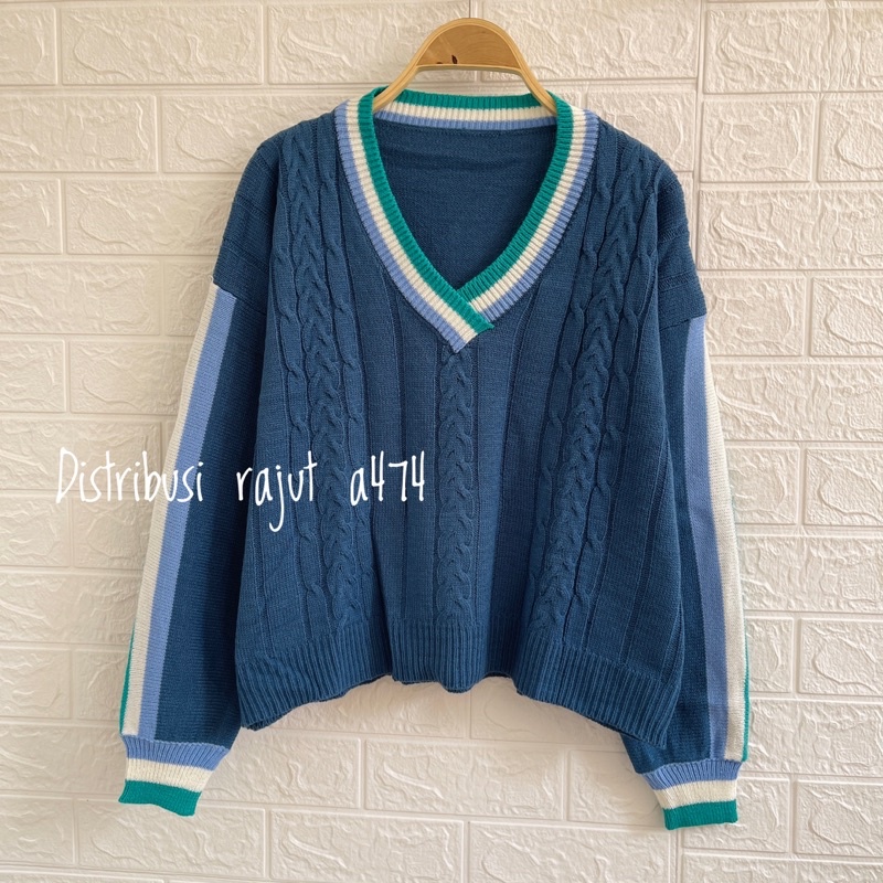 LUNA KNITS SWEATER  RAJUT CROP TOP MOTIF CABLE