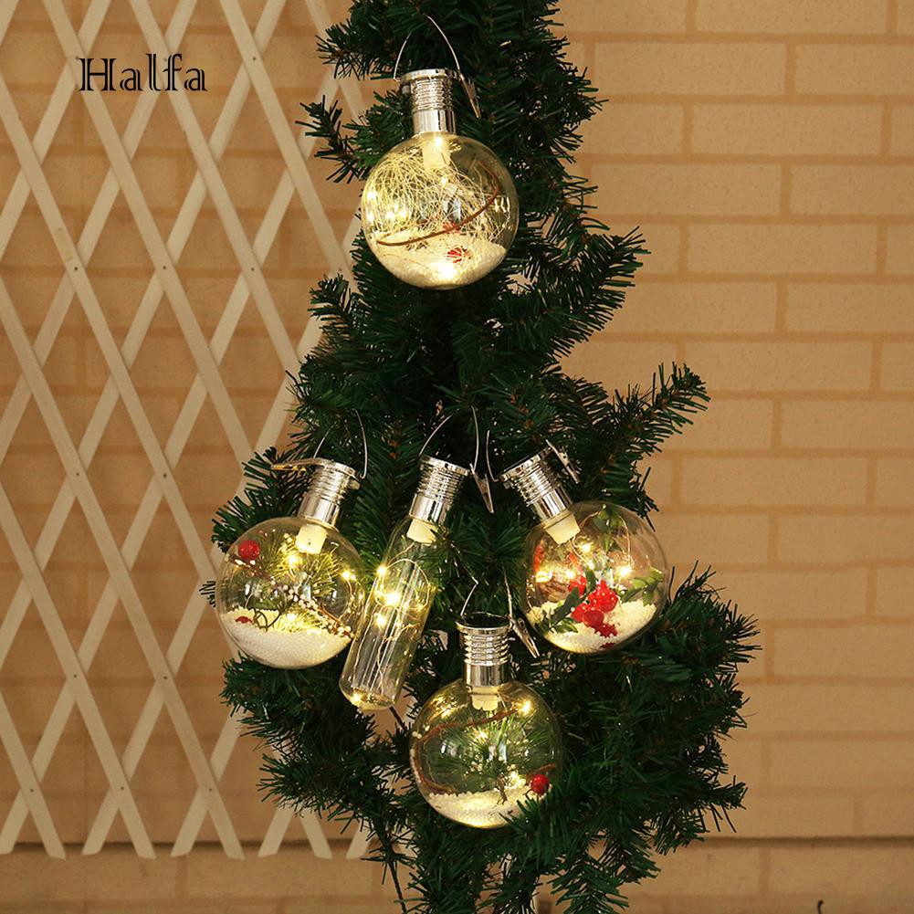 Hl Solar Powered Christmas Tree Clear Ball Bulb Hanging Xmas