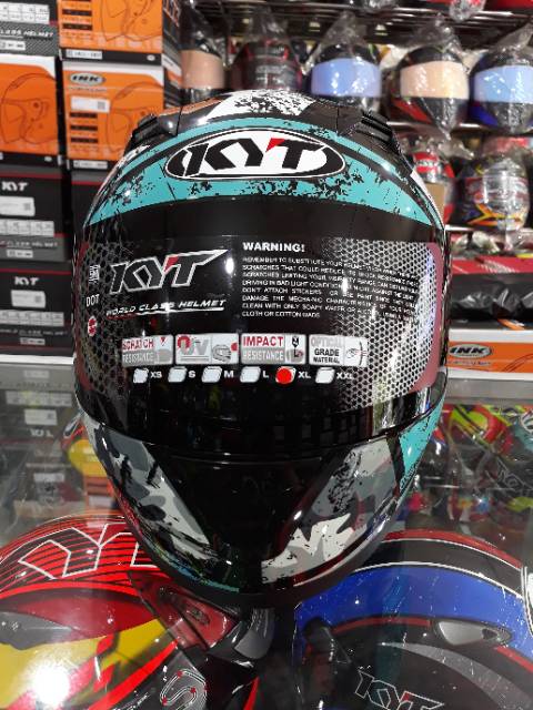 Helm KYT R10 Motif #3 Aqua Blue / Black-2