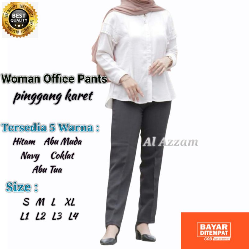 CELANA KAIN KERJA KANTOR WANITA PINGGANG KARET JUMBO