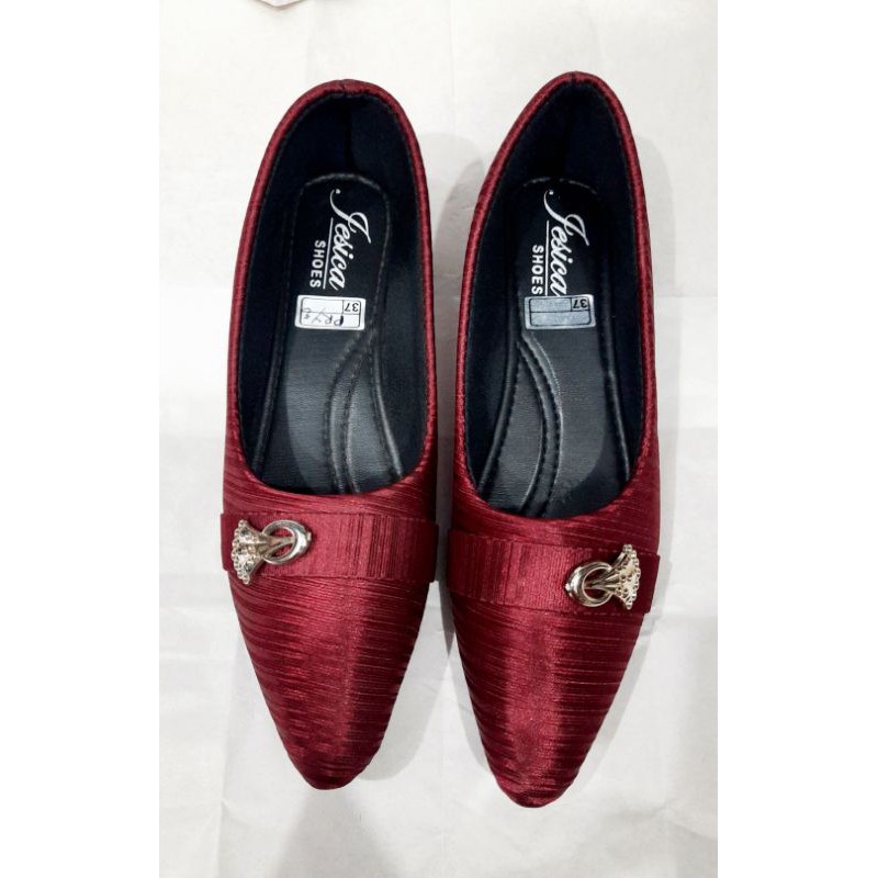 PANSUS WANITA PANSUS CEWEK MAROON FLATSHOES