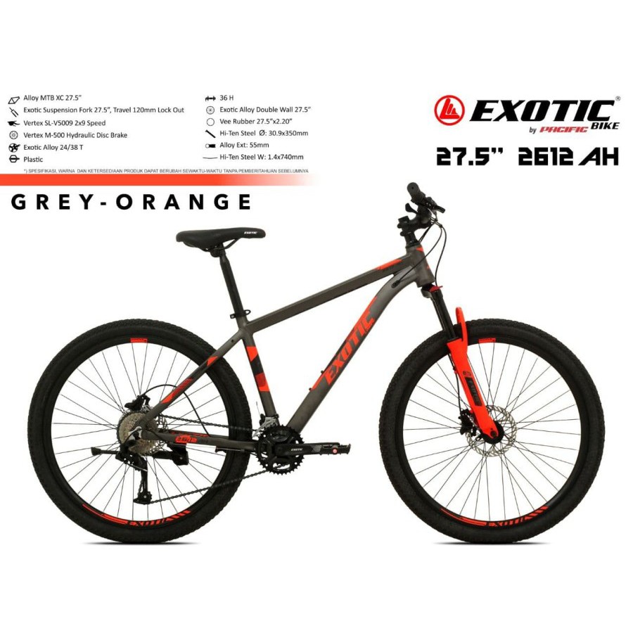 Sepeda Gunung MTB Exotic 2612AH 9 Speed Hidrolik Alloy Garansi SNI-1