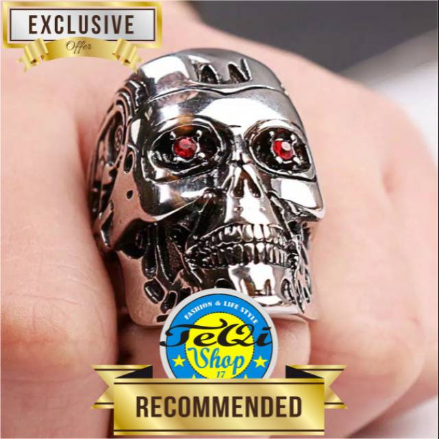 CINCIN PRIA - RING SKULL ROBOT BAJA TITANIUM