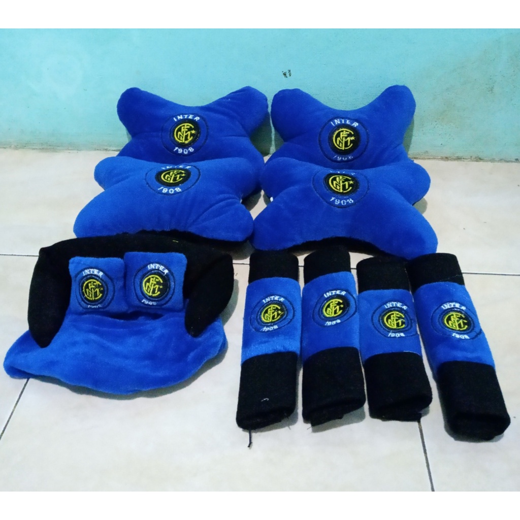 Bantal Mobil INTERMILLAN Biru Bantal Isi 4 Sandaran Leher Kepala Intermillan Biru