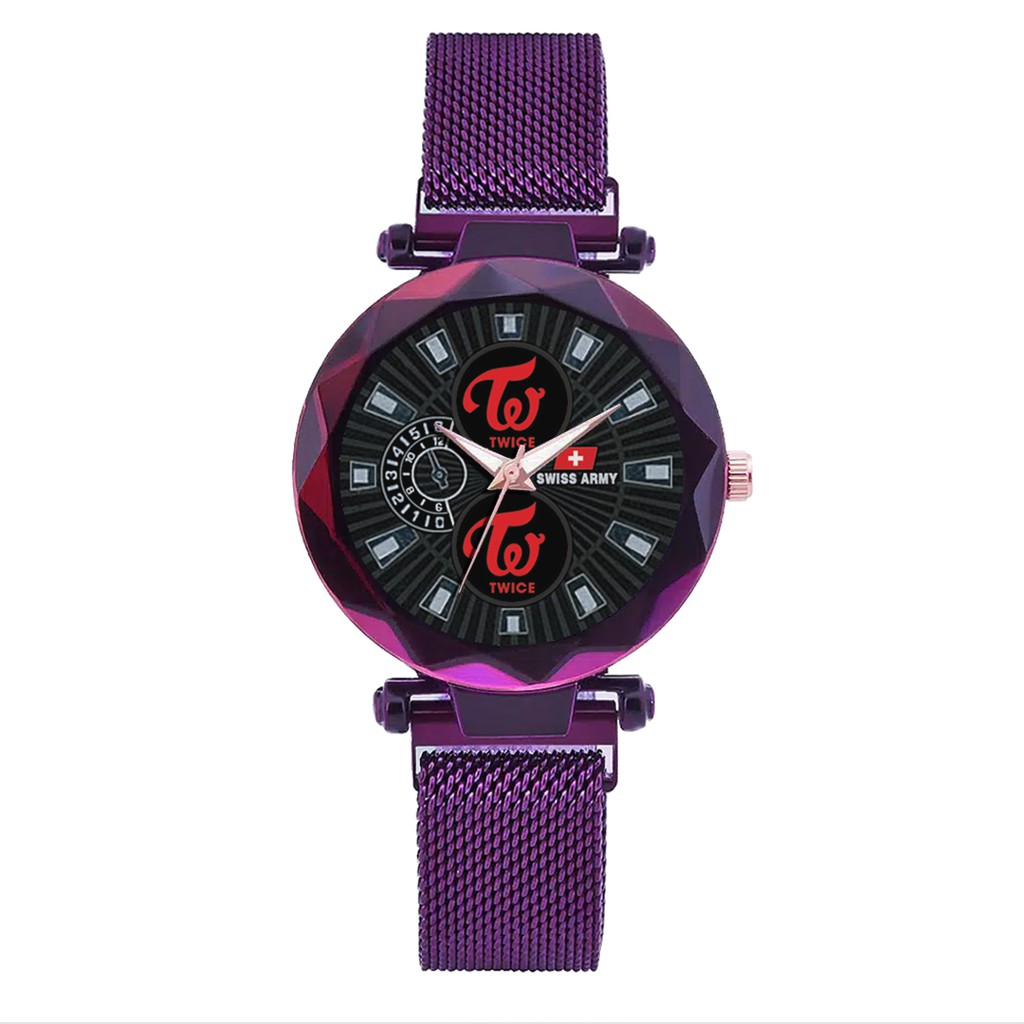 Jam Tangan Wanita Custom - TWICE Free Box &amp; Batre Cadangan