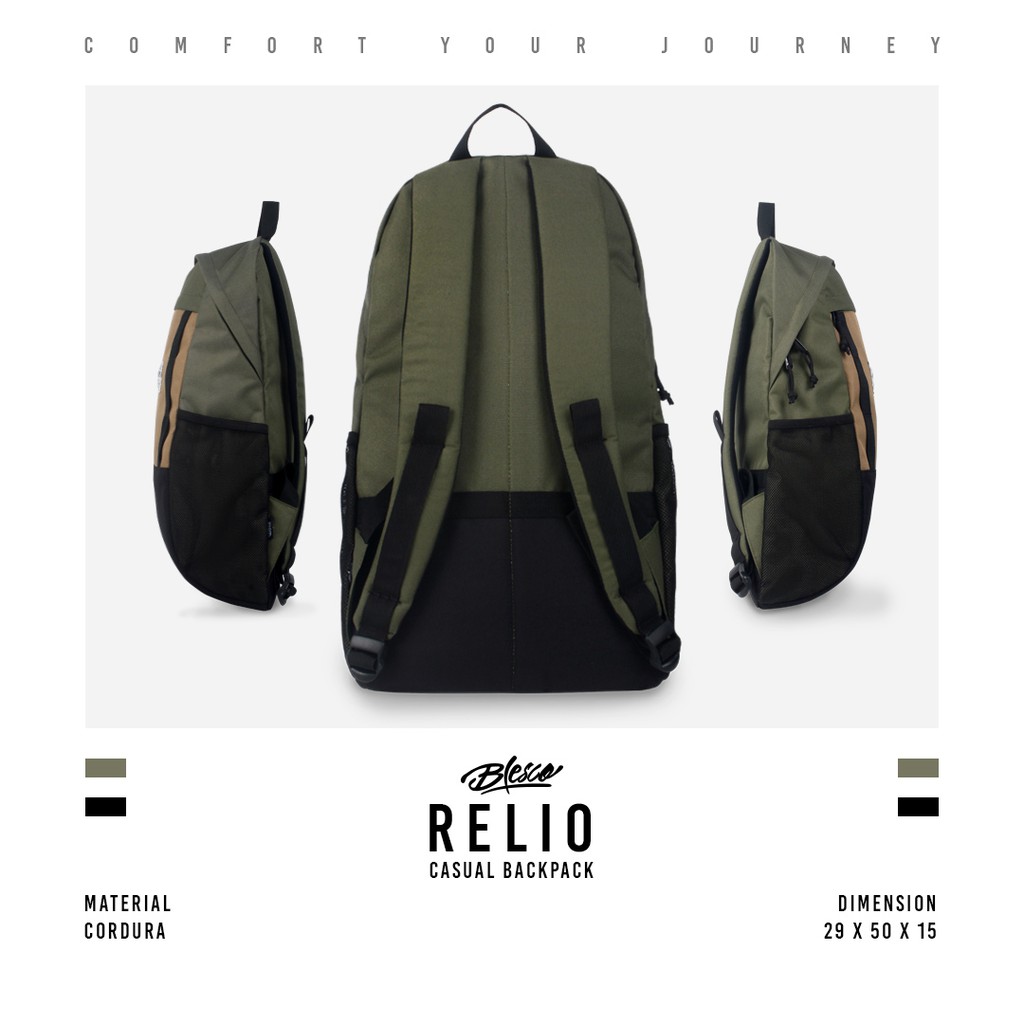 Tas Ransel Wanita Stylish Backpack Warna Olive - Blesco Relio Tas Kuliah Casual Dan Trendy