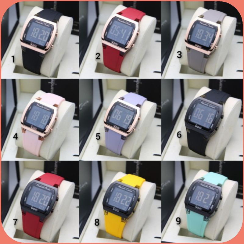 Jam Tangan Wanita Alexandre Christie 9348 AC9348 AC 9348 Digital Rubber Strap