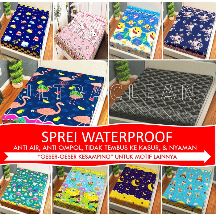 SPREI WATERPROOF ANTI AIR OMPOL MOTIF ANAK POLOS DEWASA 180x200 - ANAK LAKI, 90x200