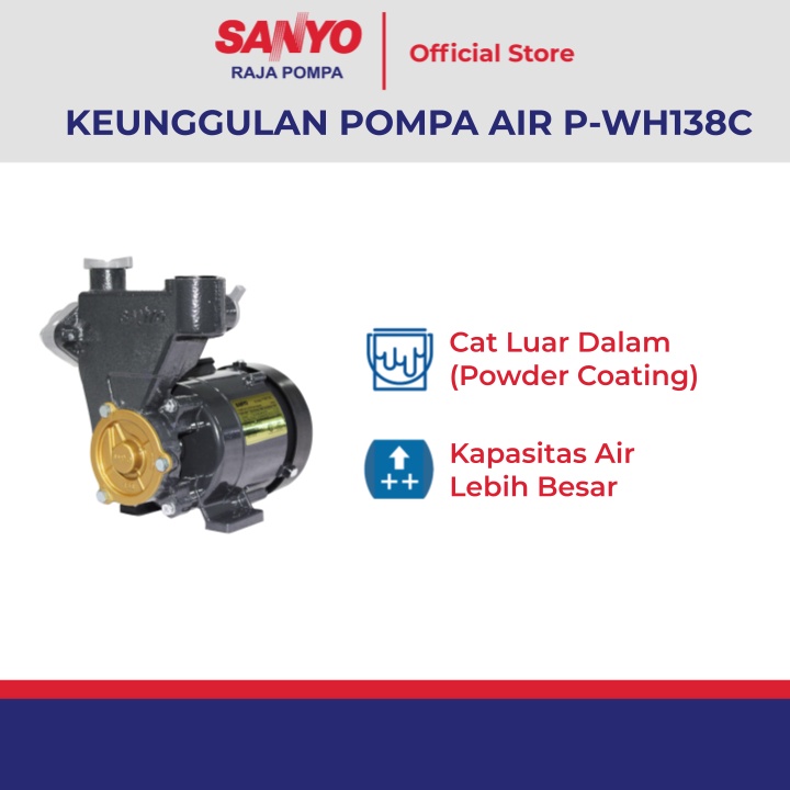 SANYO Mesin Pompa Air Sumur Dangkal Non Auto - Shallow Well - P-WH138C-1