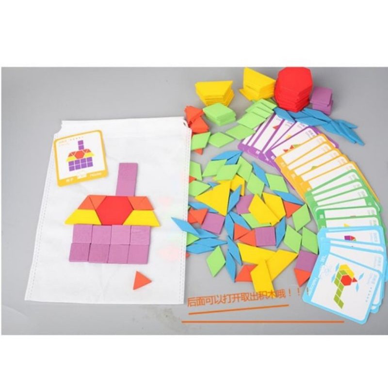 Wooden Pattern Blocks 155 pcs