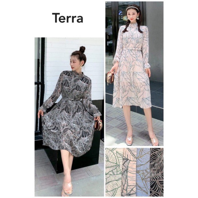 TERA LEAFS PLISKET  LONG TUNIK  BANGKOK  DRESS KOREA Shopee 