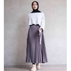 Rok plisket jumbo // rok polos plisket // rok panjang plisket