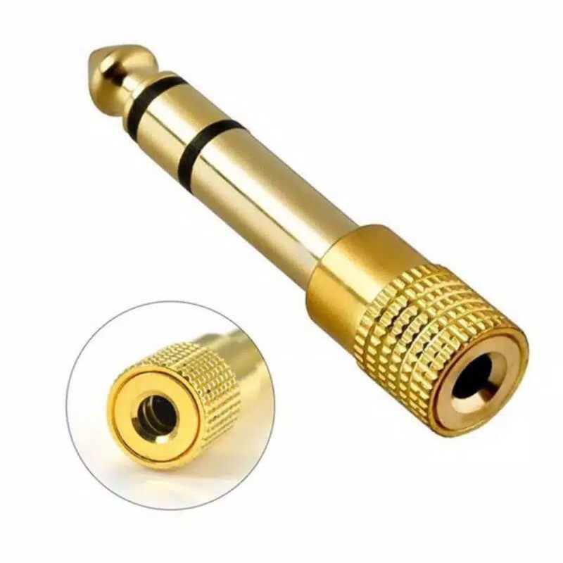 Audio Converter Gold Plated Jack 3.5mm to 6.5mm / 6.35mm Konektor Adapter Mic ke HP 6.5 to 3.5 mm