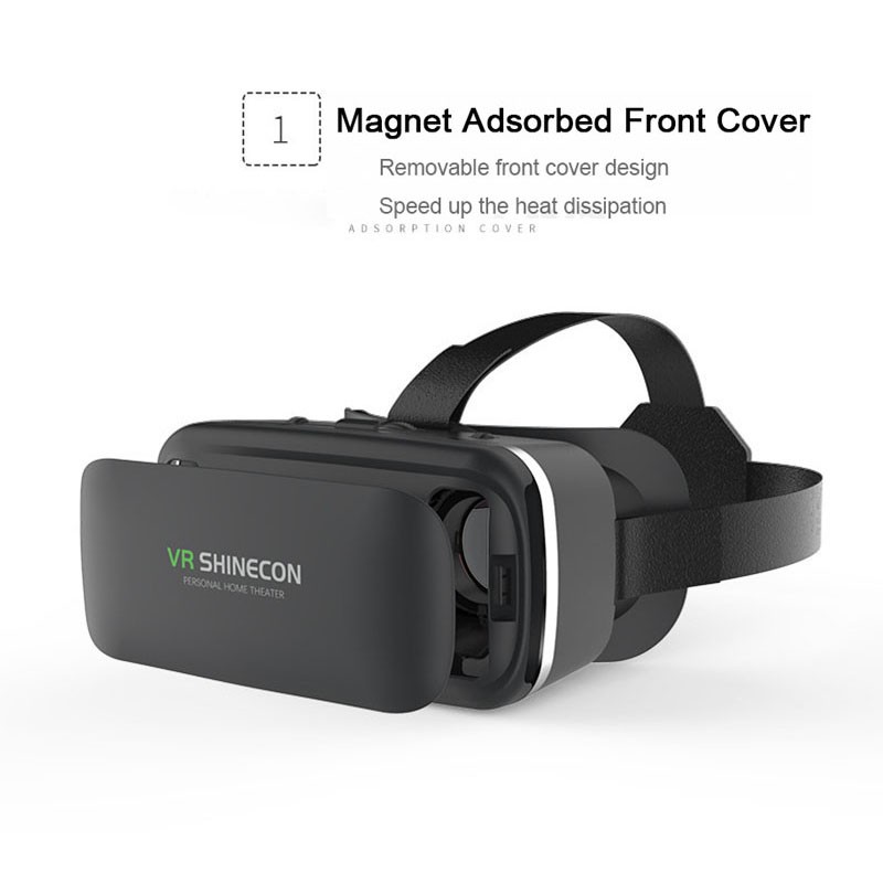 Shinecon 6.0 VR Box Virtual Reality Glasses dengan Headphone - Black