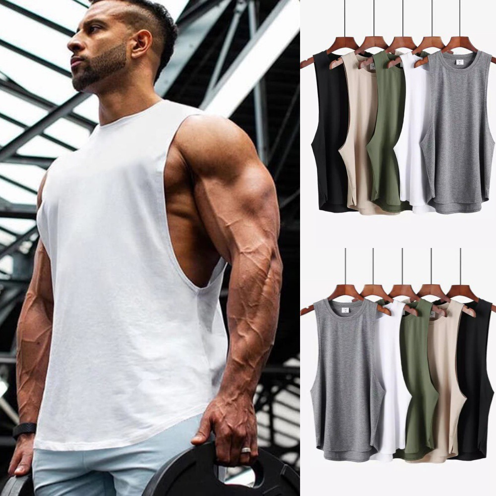 SINGLET GYM FITNESS OLAHRAGA SINGLET LOWCUT PRIA  LARI 