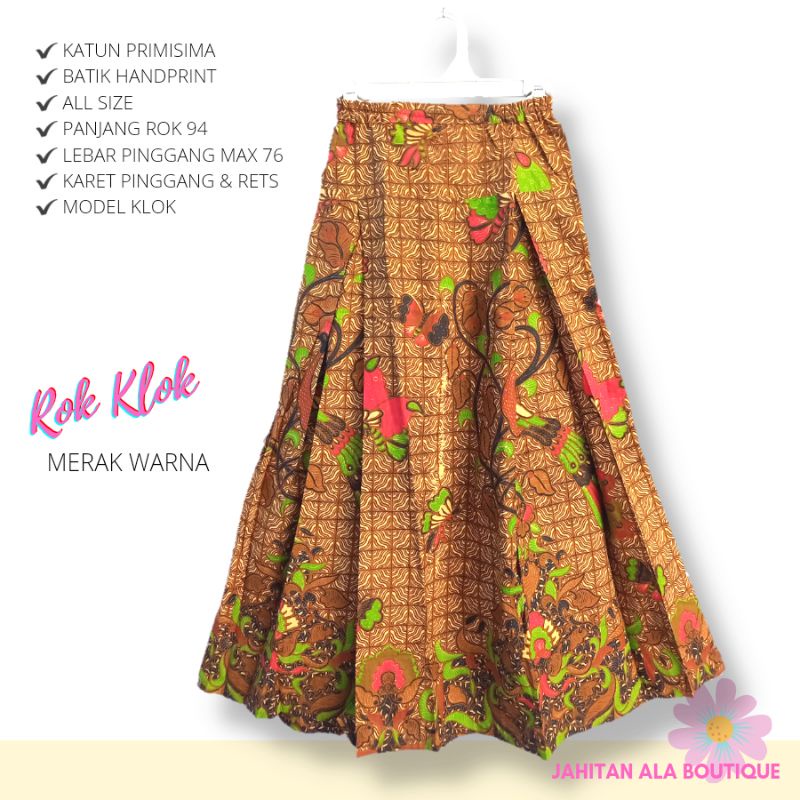 ROK KLOK BATIK - Bawahan Rok Batik Wanita Model Bawah Lebar Fit L