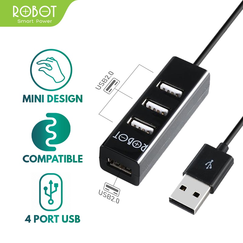 ROBOT H140-80 4 Ports USB HUB 80cm  Portable Multi Function Original - Garansi Resmi 1 Tahun