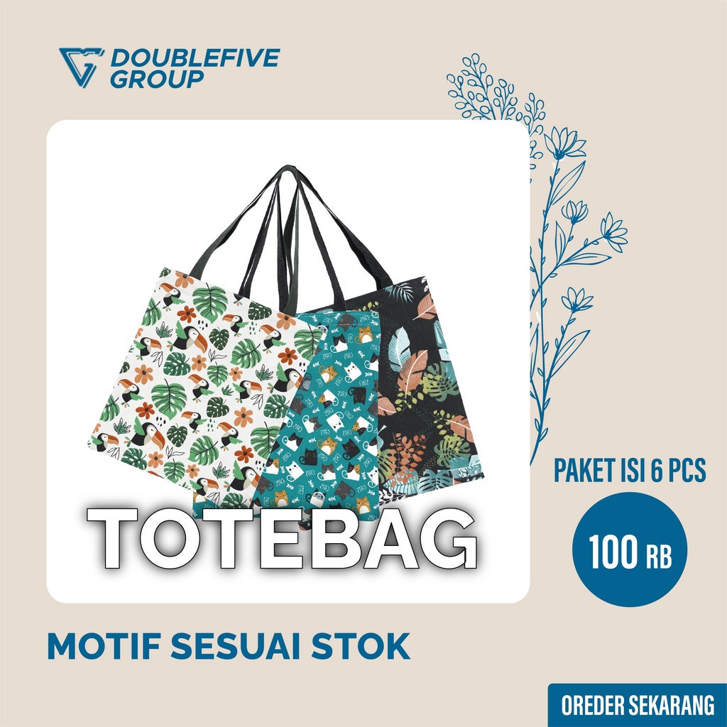 PROMO HEMAT 100 RIBU 6 PCS Totebag Tas Wanita Tote Bag Resleting Cute