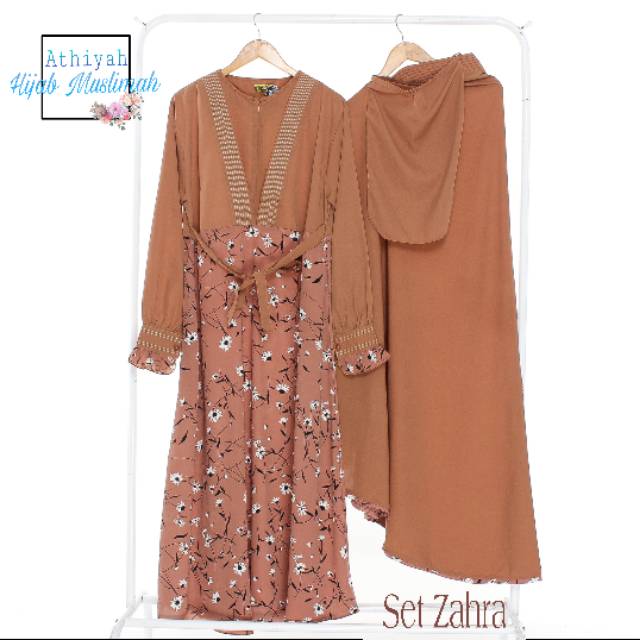 Set gamis syar'i Zahra motif
