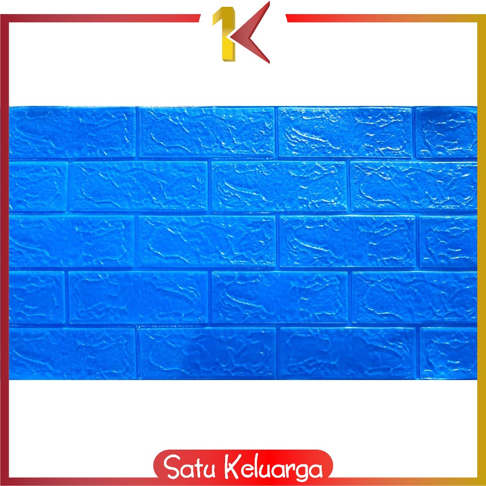 SK-C206 Wallpaper Dinding Foam 3D Kecil Motif Batu Bata / Walpaper Stiker Dinding Dekorasi Kamar-Batu Bata BIRU TUA