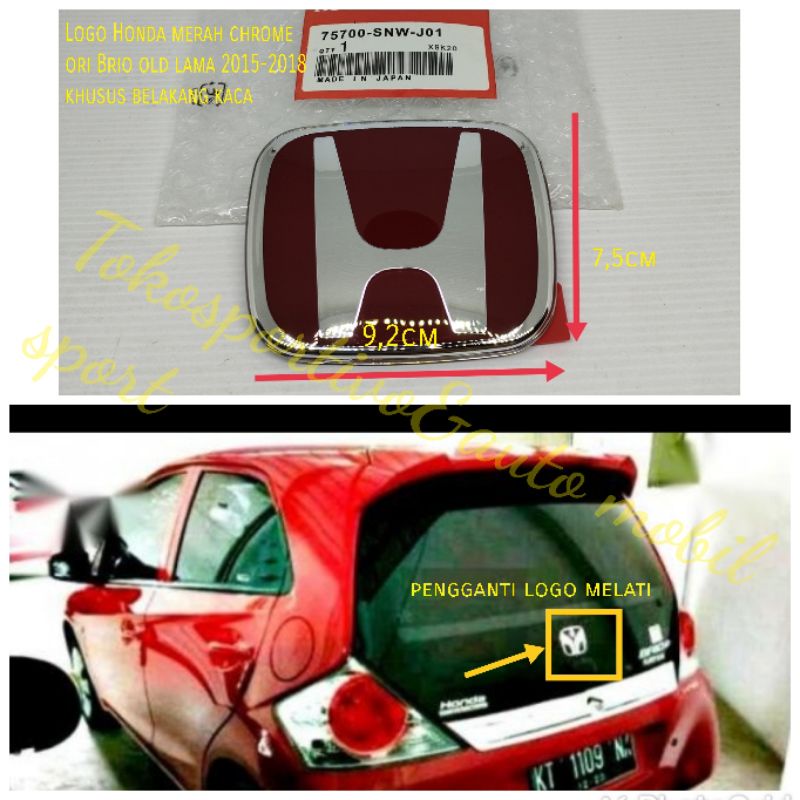 Logo Emblem Huruf Lambang Honda H merah Brio lama 2015-2018 original buat pengganti logo melati