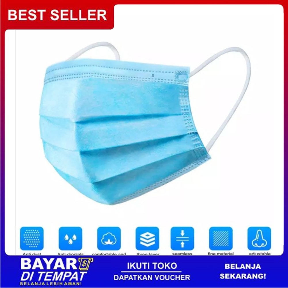 Masker 3 Ply isi 50 Pcs disposable Surgical mask Masker Bedah Earloop FF