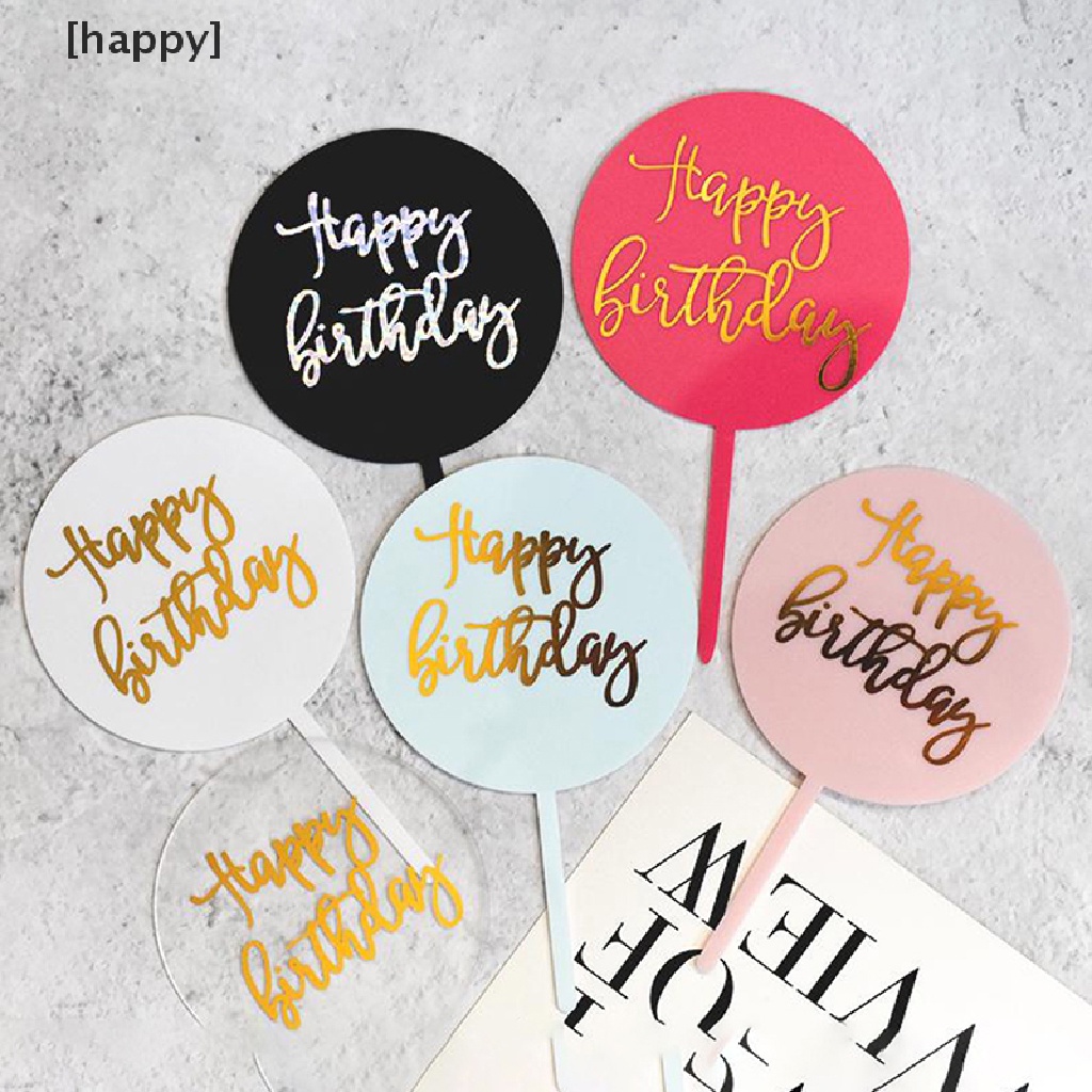 1pc Topper Kue Desain Happy Birthday Bahan Akrilik Untuk Dekorasi Pesta