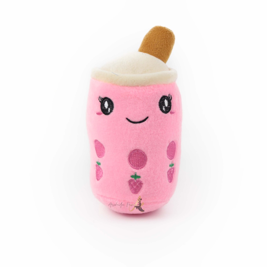 Boneka Boba Kecil Cangkir Milk Tea Bahan Felboa Tinggi 23 cm Berlabel SNI Gambar Bordir