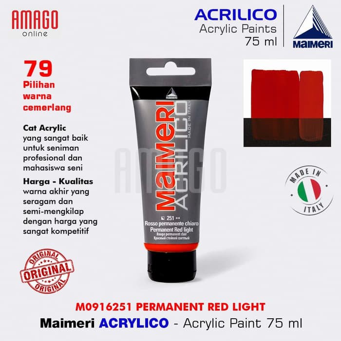 

MAIMERI Acrilico - Acrylic Paint - Permt. Red Light - 75ml - M0916251