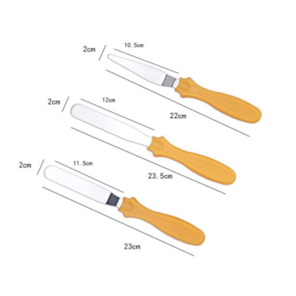 Set Cream Spatula (Isi 3 pcs) Stainless Steel / Scraper Butter / Pisau Dekor Mentega