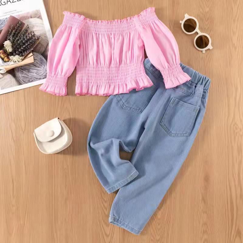 (LOLI-JKT) BS-233 SET ANAK CEWEK MODEL AND JUST FRDE CELANA JEANS SIZE 90-140