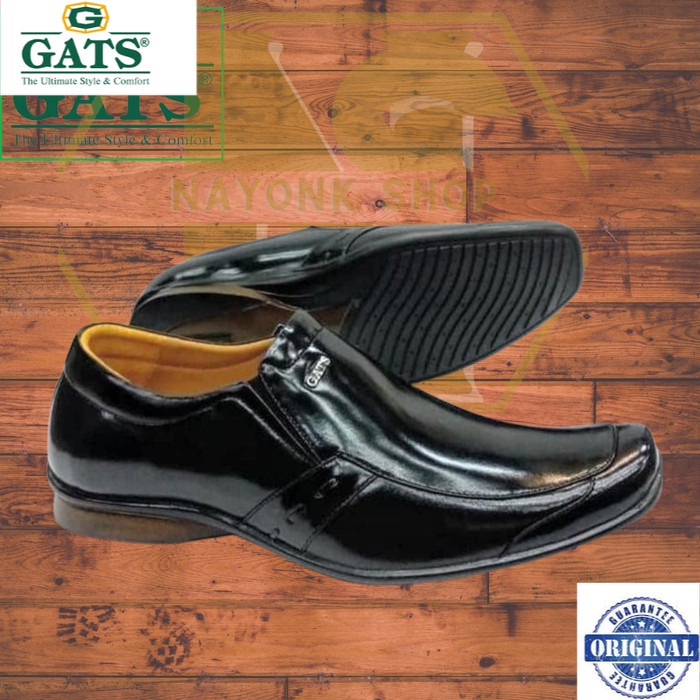 Sepatu Kulit Gats Zu 0011 Hitam.Sepatu Pantofel Gats Original