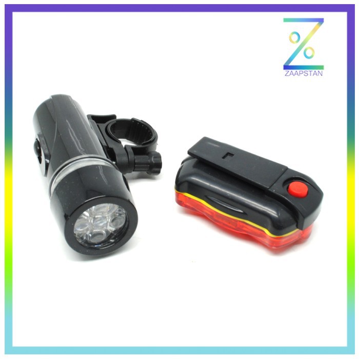 Powerbeam Lampu Depan Sepeda 5 LED &amp; Lampu Belakang - HB-618 - Black