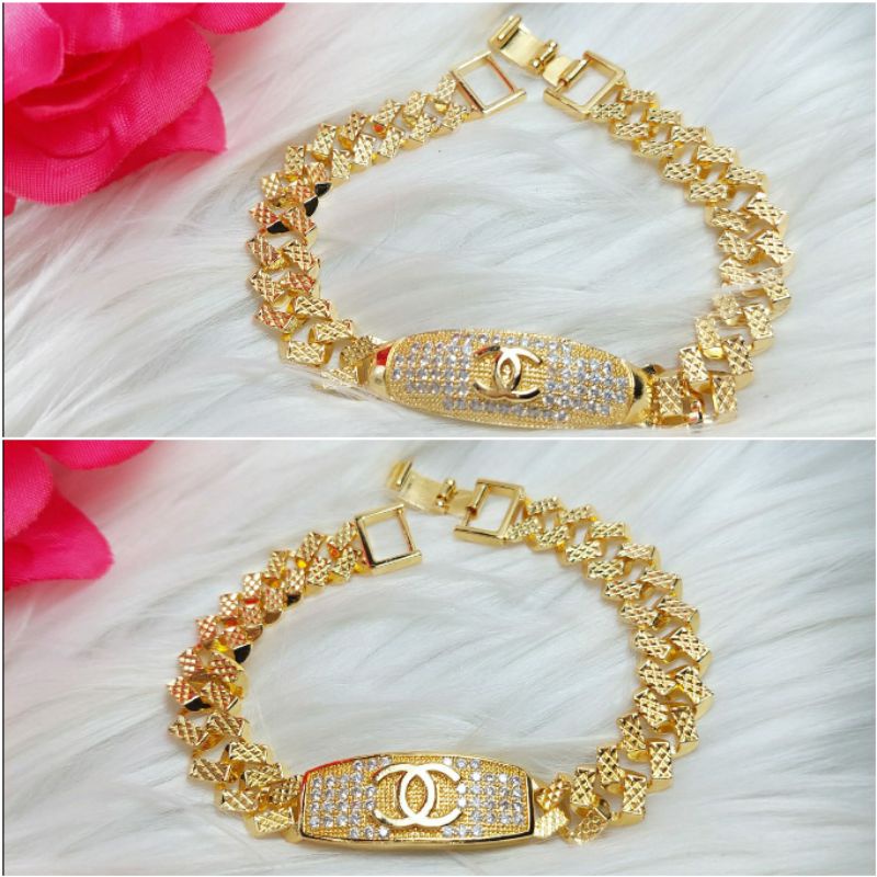 Fourfashion Gelang Tangan Xuping Dewasa Motif CHNL Lapis Emas Jx014