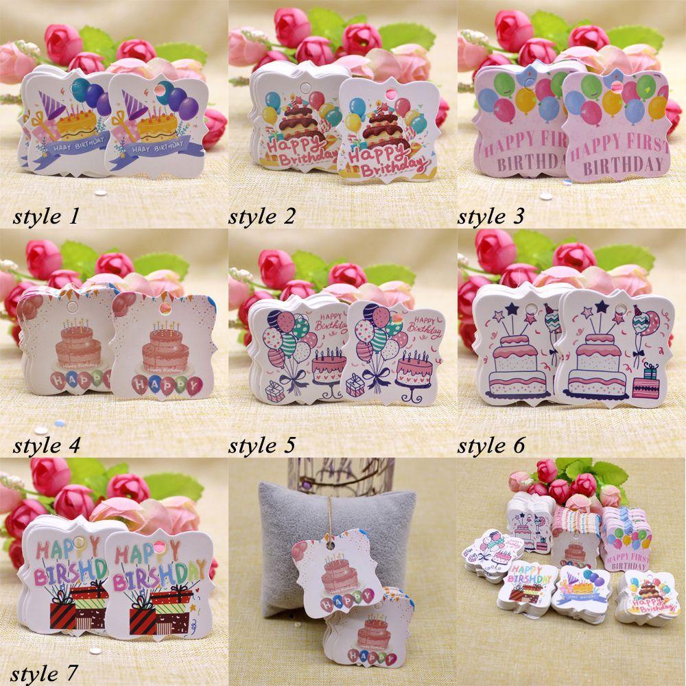 Solighter 100 Pcs Happy Birthday Tag Kerajinan Pembungkus Kado Perlengkapan Pesta Hang Tag