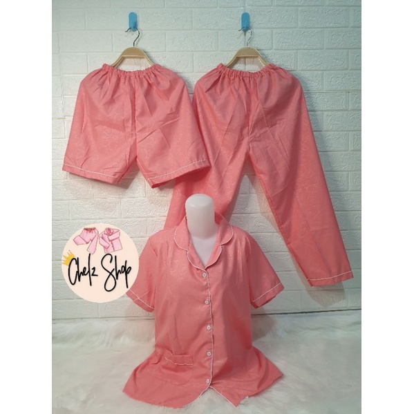 Baju Tidur Piyama Wanita Cewek Pajamas Dewasa Katun Motif Embos 3 in 1-3 IN 1 EMBOS SALEM