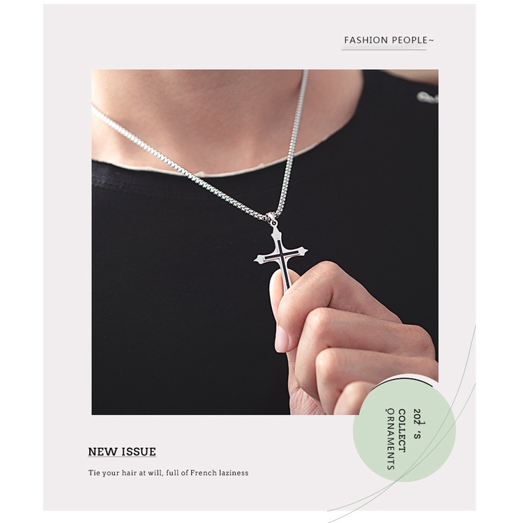 Ins gaya hip hop retro cross titanium steel kalung wanita Harajuku style Yesus liontin aksesoris Kor