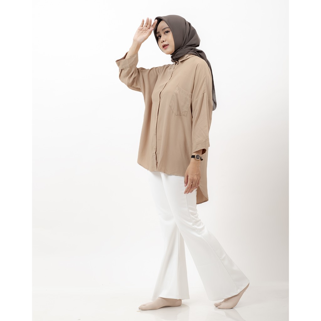 HaymeeStore Kemeja Kalong Basic Wanita Atasan Jumbo Cewek 