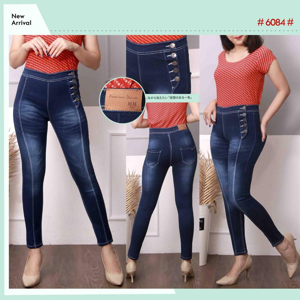 Celana Panajang Jeans Wanita Highwaist Tulang Kancing Lima 27-30 Bisa Bayar Ditempat(COD)