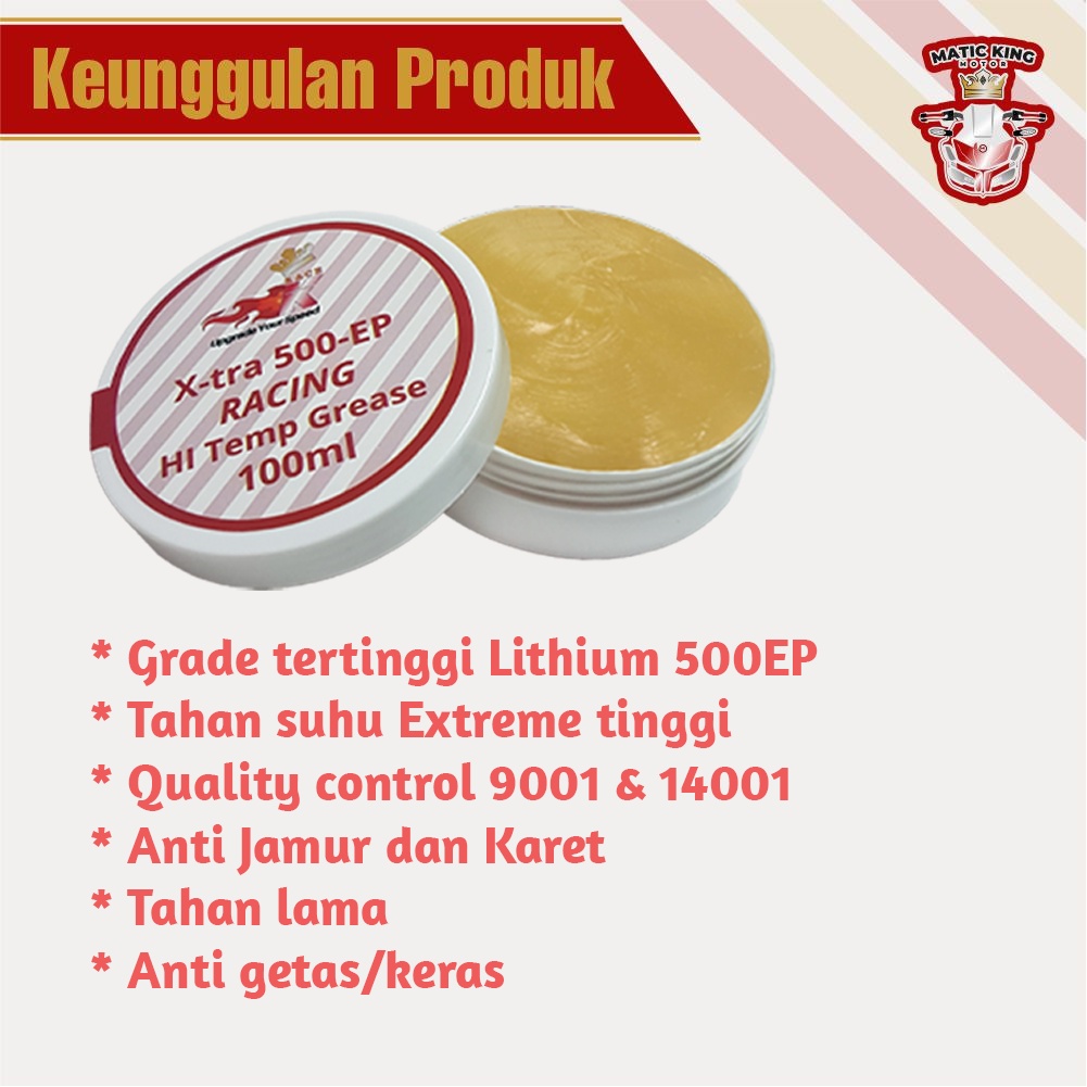 Grease minyak gemuk pelumas bearing cvt hi temp lithium Race-K X-tra 500-EP 100ml