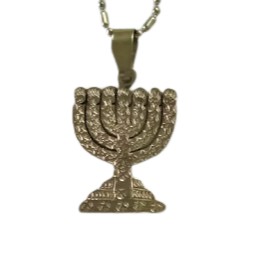 Kalung Menorah Kaki Dian Monel Anti Karat Hanukkah Aksesoris Profetik Mesianik Bahtera Mahanaim