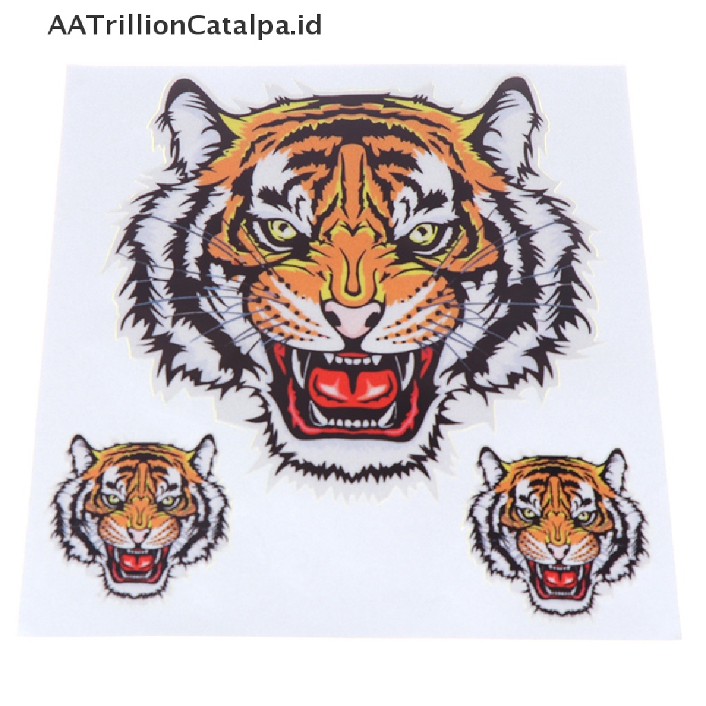 Aatrillioncatalpa 1 Lembar Stiker Vinyl Motif Tiga Kepala Harimau Untuk Dekorasi Mobilmotor