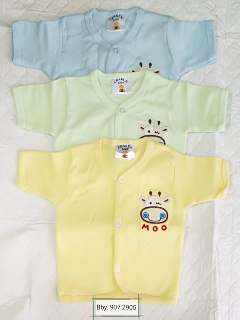 Baju bayi polos bordir warna isi 3pcs 0-4m halus