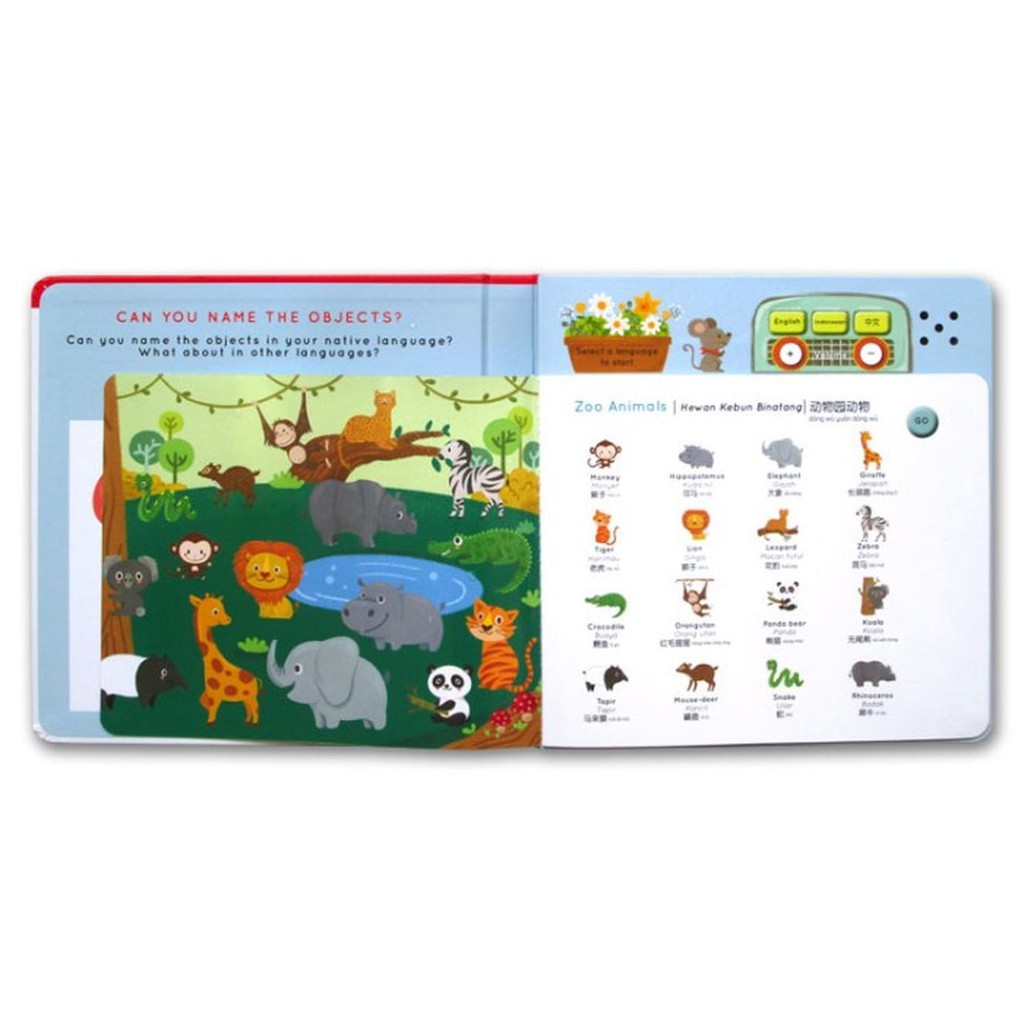 ( Buku Import ) Press and Learn English - Indonesian - Chinese WORDS Sound Book